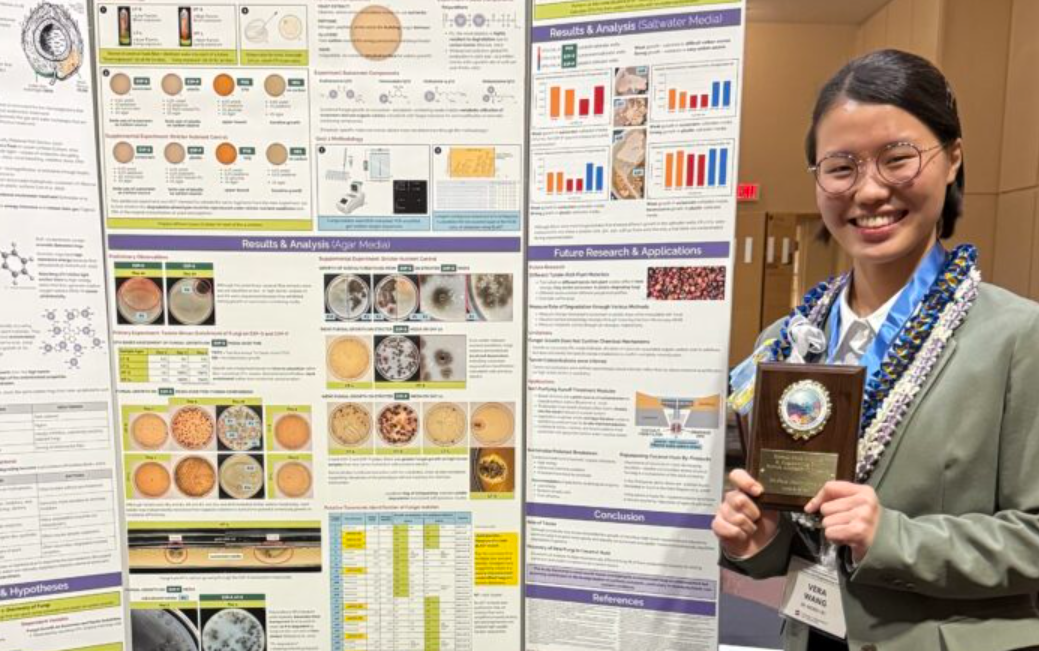 la lycéenne Vera Wang découvre des champignons capables de dégrader plastique et crème solaire
