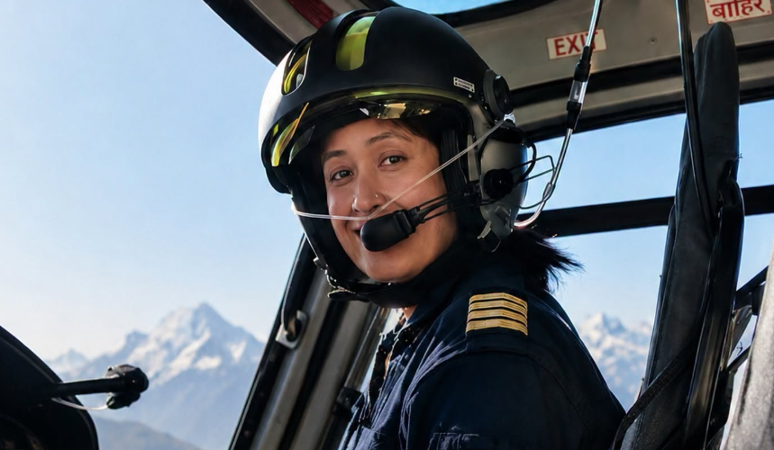 Première femme capitaine d’hélicoptère du Népal, Priya Adhikari a réalisé 100 missions de sauvetage en six jours